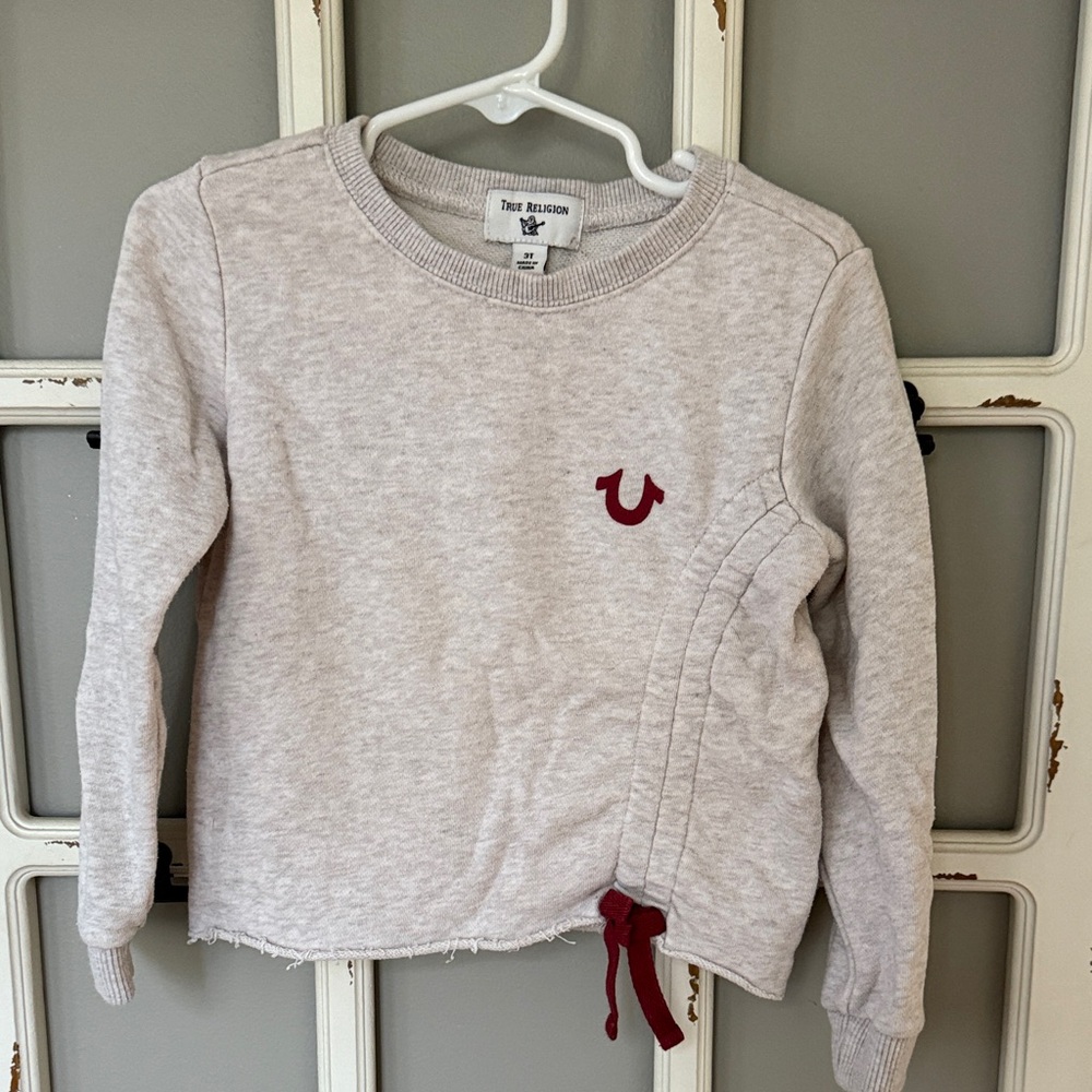 True Religion Kids Light Gray Sweatshirt with Red Accent